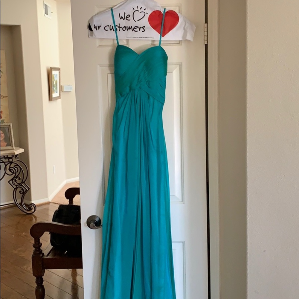 Long turquoise prom dress